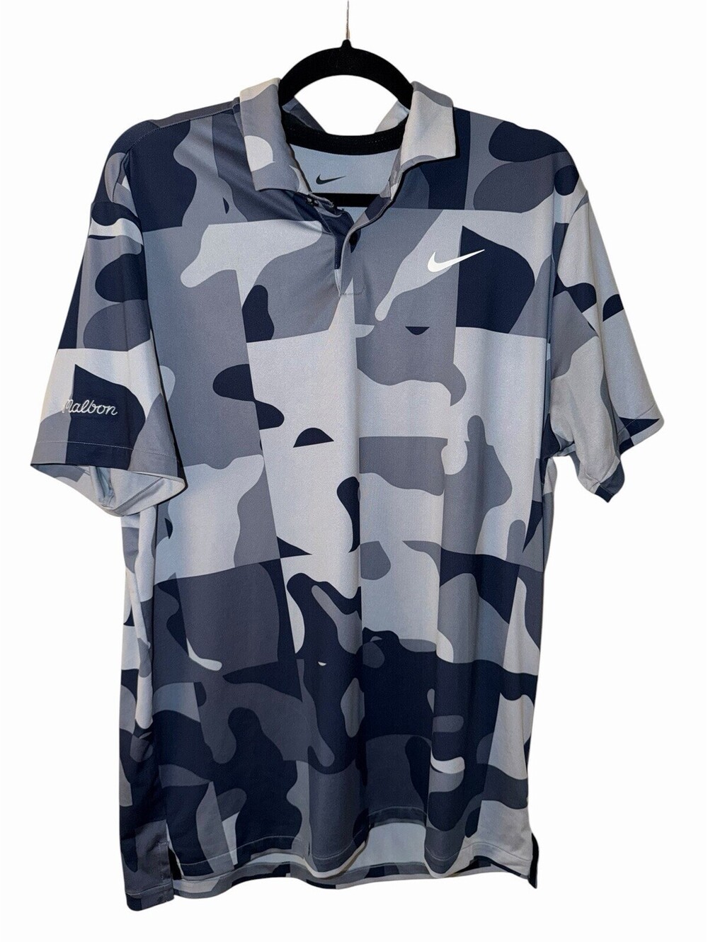 Malbon x Nike Polo Shirt Mens Medium Dri-Fit Tour Camo Golf Performance
